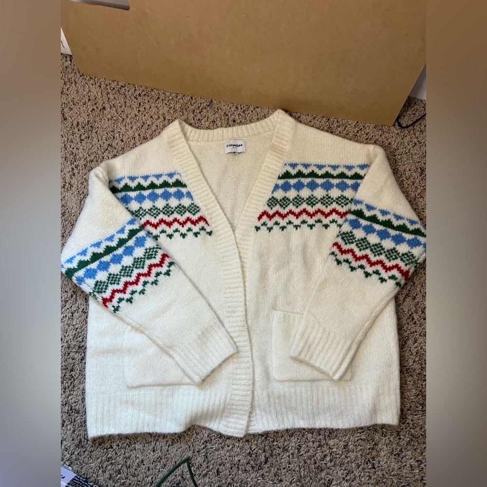 Anthropologie X FRNCH Faire Isle Cardigan OS NWOT